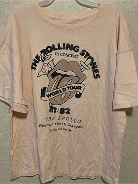 The Rolling Stones Pale Pink Short Sleeve Tour Tee